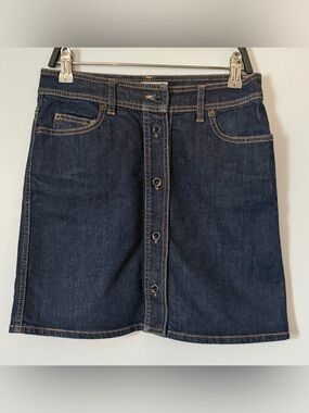 See By Chloe Dark Indigo Button-Front Straight Denim Skirt